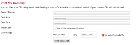 Print my CE's
